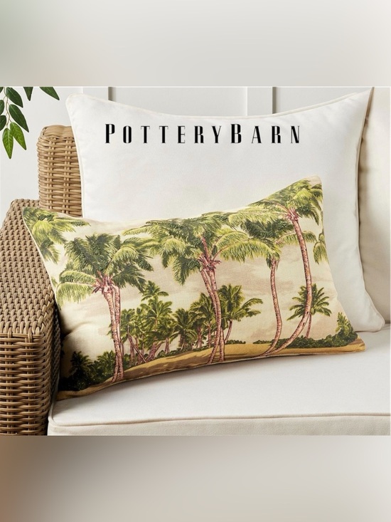 Pottery Barn Other - 🛍️SALE🛍️Pottery Barn Wailea Scenic Lumbar Pillow Shams | Palm Trees (SET of 2)